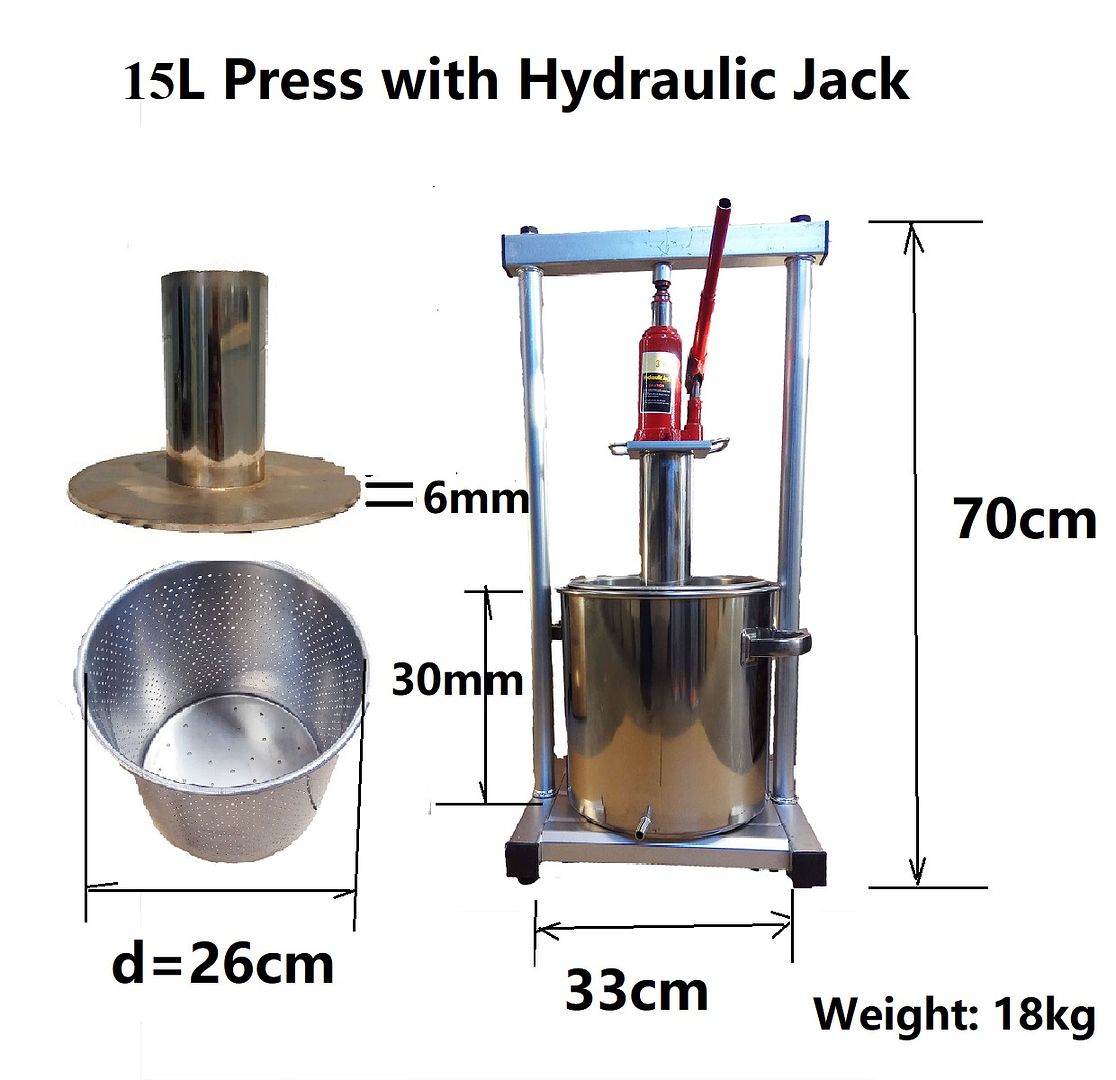 New 15L Stainless Steel Wine/Cider Press With Hydraulic Jack Aid eBay